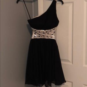 black homecoming dress, back cut out